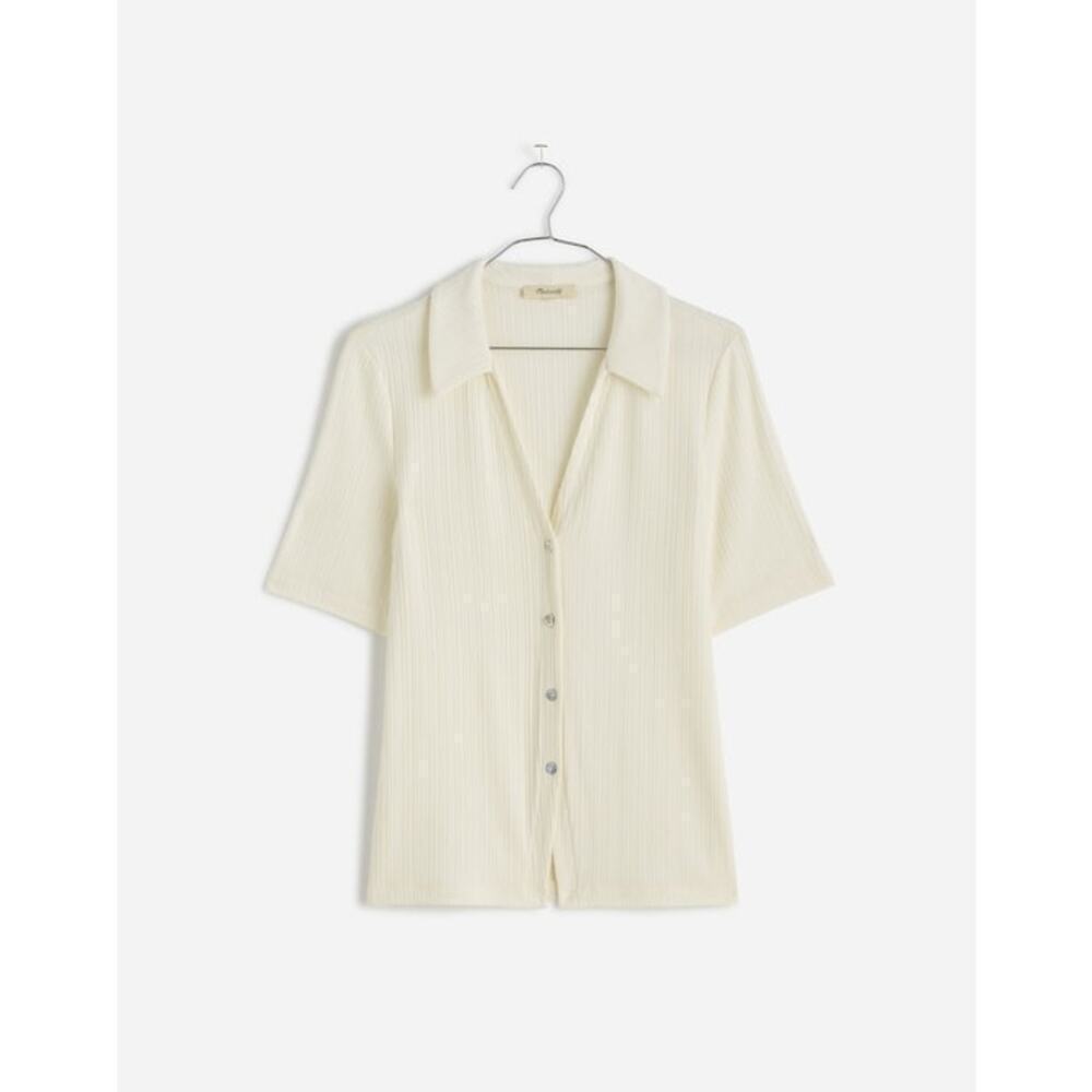 Madewell Women’s Cutaway Hem Polo Top NR213 Size XXS In Ivory NWT
